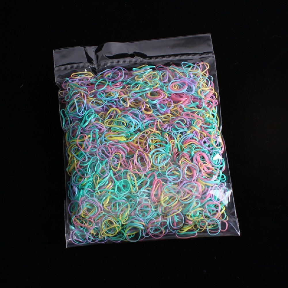 2000 st/påse hår gummisnöre gummiband transparent vit 1mm genomskinlig hästsvanshållare elastisk gummi hårrep flätningsverktyg: C