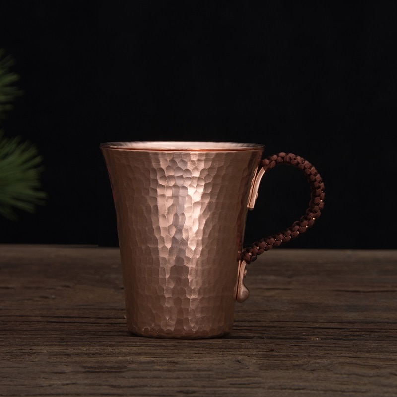 1pc 500ml Handgemachte verdickt reinem kupfer wasser tee wein bier espresso kaffee tasse mit kupfer gerichte Anti- verbrühungen griff