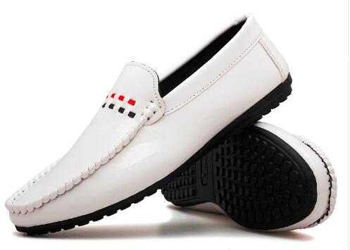 Tosjc man letvægts loafer fritidssko hvid farve slip-on blødt læder åndbart kørefodtøj til man 001