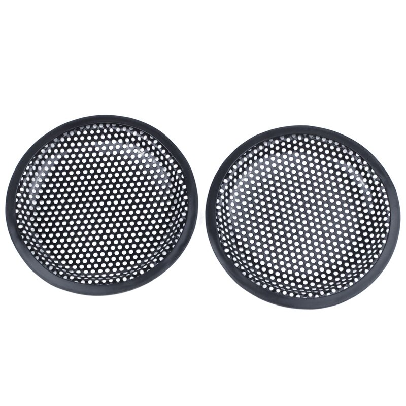 2 Pcs Black Plastic e Car Auto Tweeter Speakers & 2 Pcs 6.5Inch Metal Mesh Round Car Woofer Cover Speaker Grill Black