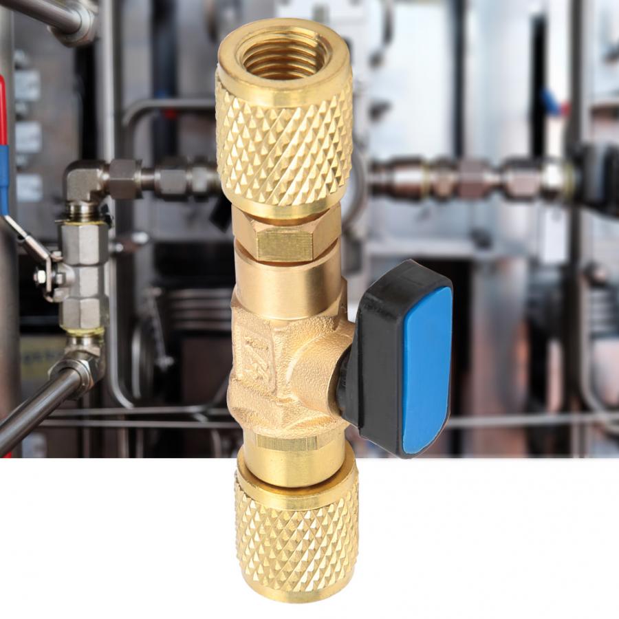 G1/4" Brass Refrigeration Ball Valve Adapter Connector Air Conditioning Vacuum Gauge Accurate Pressure-Preserving