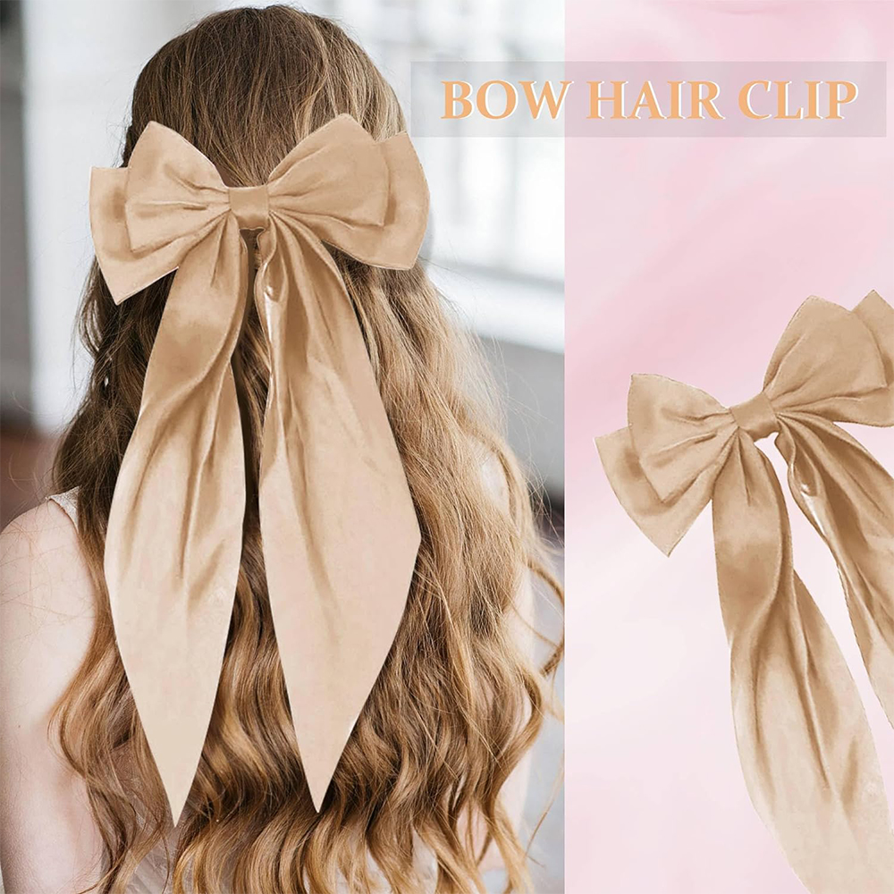 Lazos para el pelo para niña, cintas de color rosa/Negro/Blanco, accesorios para el cabello, Clip de Primavera de satén sólido Simple, pasador para el cabello para mujer: Verde