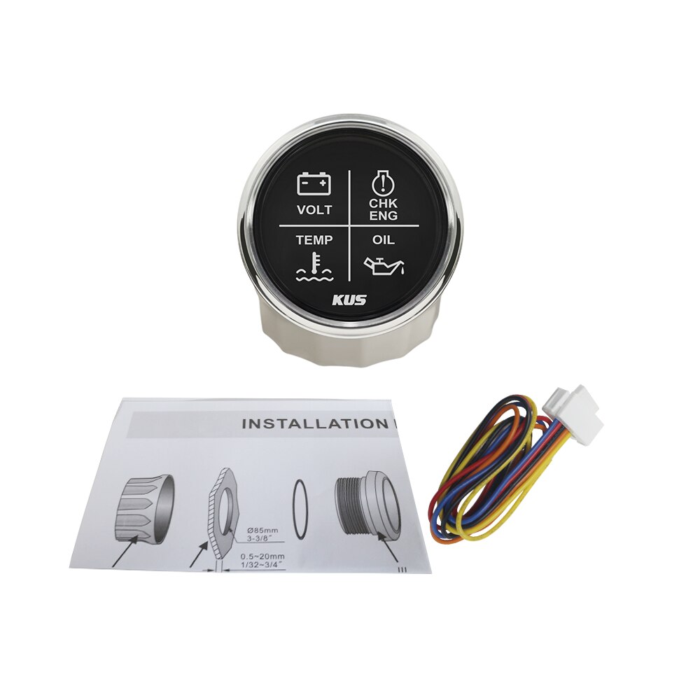 KUS – jauge d&#39;alarme de moteur 52mm, 4led, pour voiture et bateau: BS