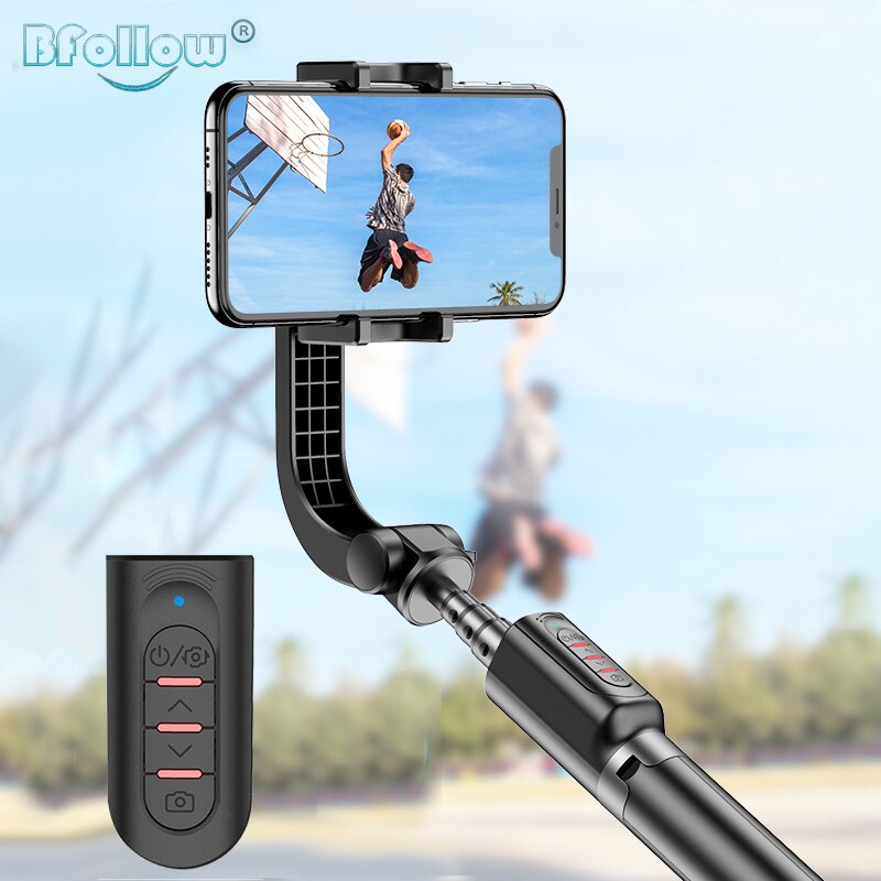 BFOLLOW Vlog Antivibración estabilizador enfoque inteligente Bluetooth Selfie Stick para teléfono celular Android por debajo de ISO 13,4 Video cardán