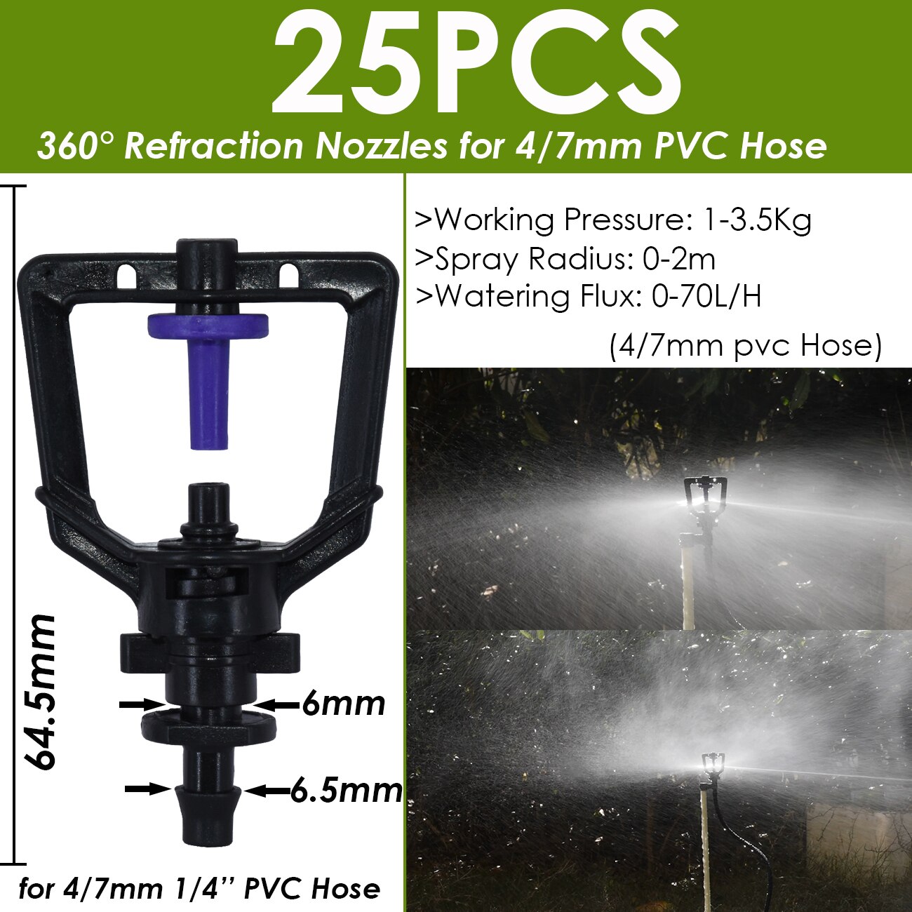 Ogród 4/7mm nawadniania kropelkowego Dripper obrotowy dysza rozpylać podlewanie zraszacz emitery dla 1/4w króciec robić węża złącza szklarnia