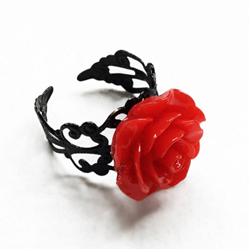 Anillo victoriano gótico de Rosa Negra, anillo de filigrana ajustable, joyería victoriana gótica, joyería alternativa, romántico de San Valentín