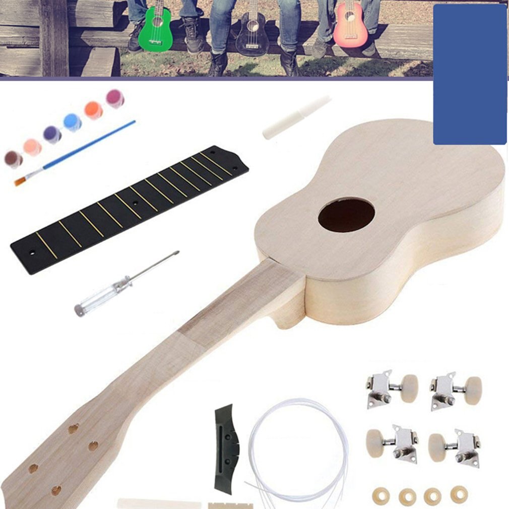 Petite guitare ronde en bois pour enfants, assemblage Ukulele 21 pouces, bricolage, Durable et pratique