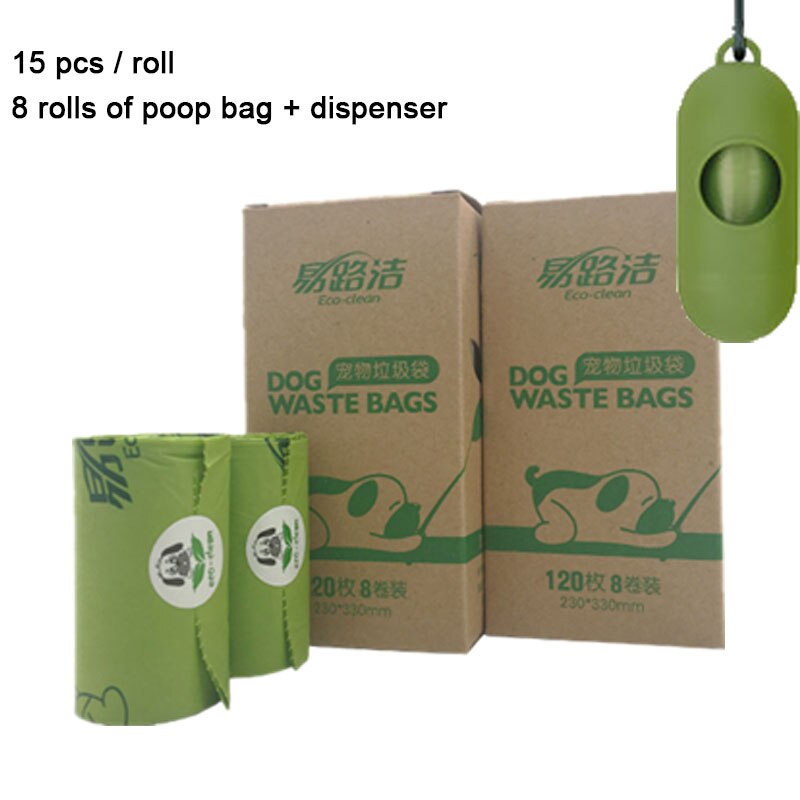 8/16 rollos bolsa de caca de mascota Degradable bolsa de basura portátil amigable con la tierra bolsas de residuos de perro suministros para caminar dispensador de recogida redondeado: 2