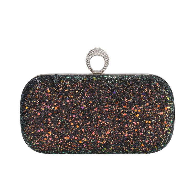 Bolsa feminina estilo europeu fosco lantejoulas evneing bolsa feminina corrente fashion bolsa carteiro bolsa feminina ouro rosa bolsa de celular: Preto