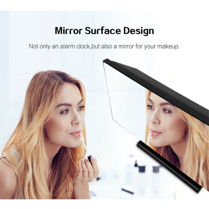 Aa 1Pc Led Digitale Wekker Multifunctionele Digitale Nachtlampje Thermometer Display Elektronische Spiegel Lamp Klok