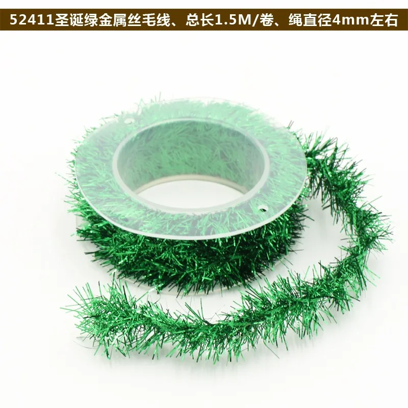 Adornos navideños de oropel de papel de aluminio de 1,5 m para boda ‌ Decoraciones de puerta de árbol de Navidad para de Navidad: green