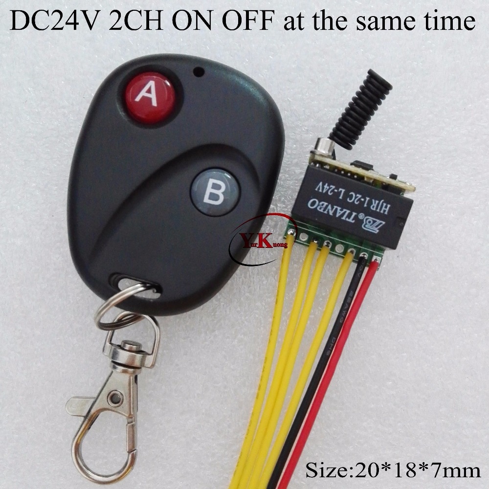 Dc24v 2ch mikro relæ fjernbetjening switch mini kontakt rf trådløs 24v 2ch tændt på samme tid 433 mhz 2a relæ dpdt modtager spørg