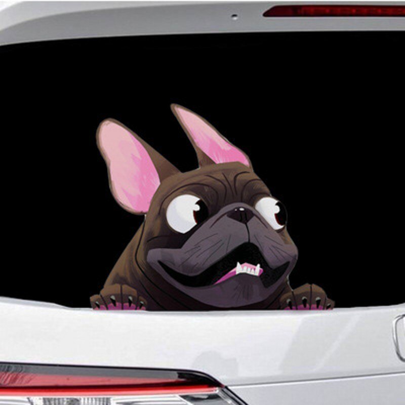 Fransk bulldog bil klistremerke kjæledyr hund vinyl dekal dyr tegneserie auto klistremerker vanntett støtfanger tilbehør dekorasjon 12*14cm