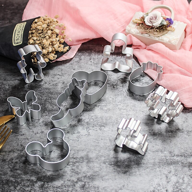 1pc olika kakformar av metall kakskärare i aluminiumlegering kexform för kakor