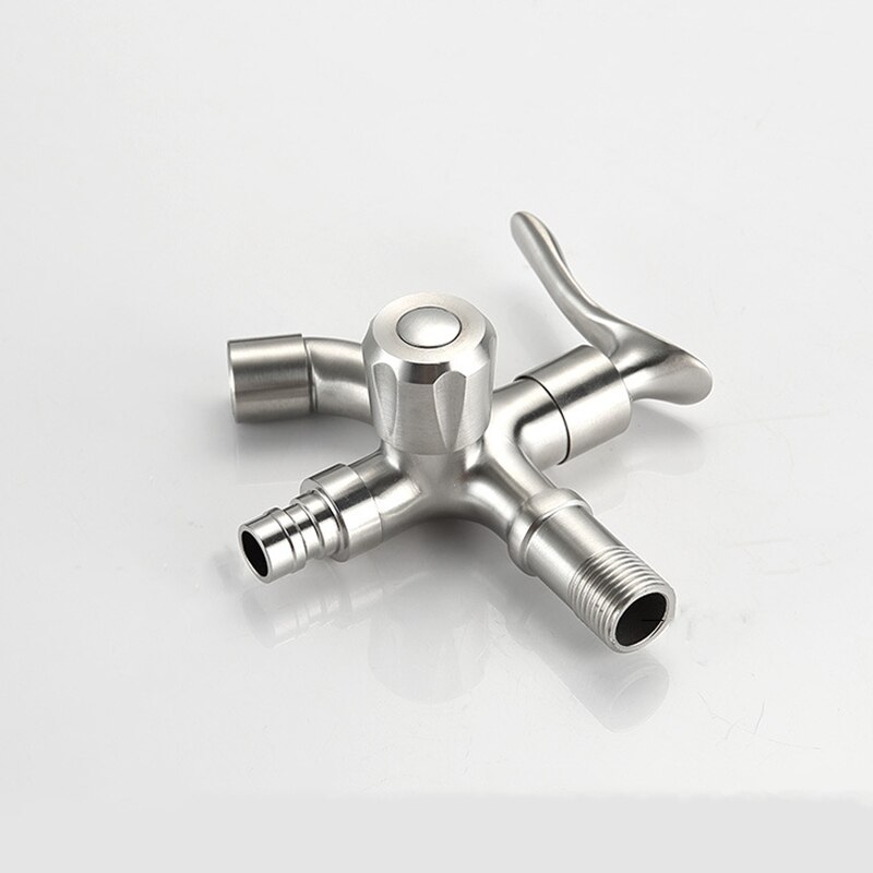 304 Stainless Steel Brushed Washing Machine Tap Wall Mount Small Tap Decorative Double Garden Faucet Double Using Bibcocks