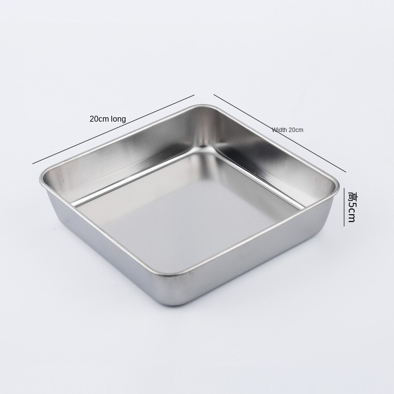 Stainless Steel Deepening Baking Tray Japanese Style Flat Bottom Hotel Tray Square Draining Tray Fresh-Keeping Box with Lid: Medium