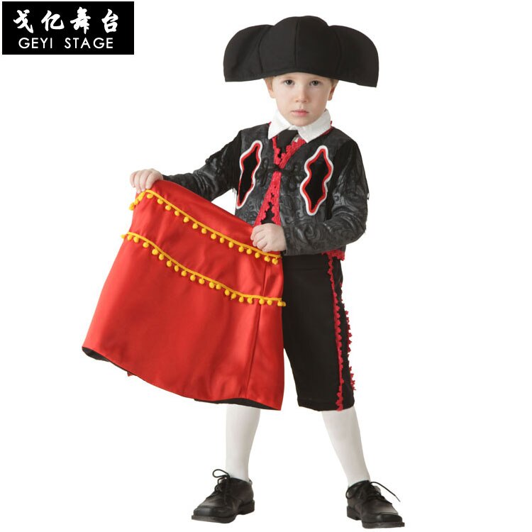 COS – Costume de chasseur de bouledogue espagnol, Costume d'halloween, journée de l'enfance, spectacle sur scène, rouge, tenue Parent-enfant: baby 4T