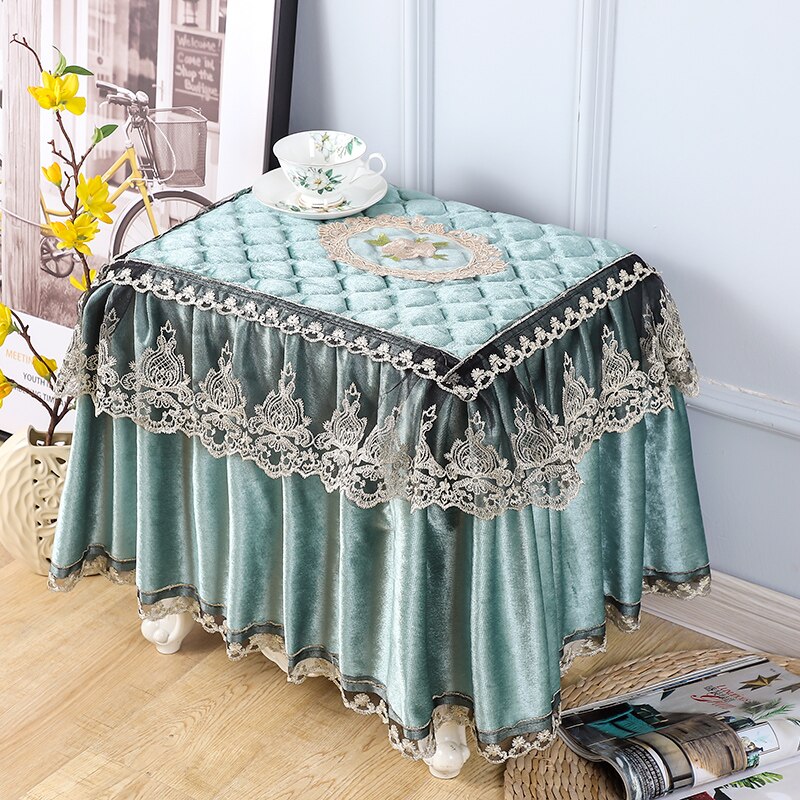 Flannel bedside table cover cloth European style lace bedroom fabric small table cloth bedside table cover square towel Luxury