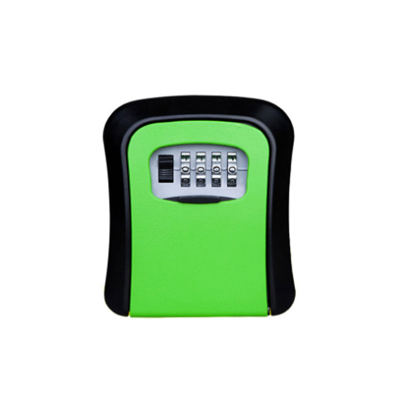 Metal key box key lock box wall-mounted key safe weatherproof combination box indoor and outdoor: green