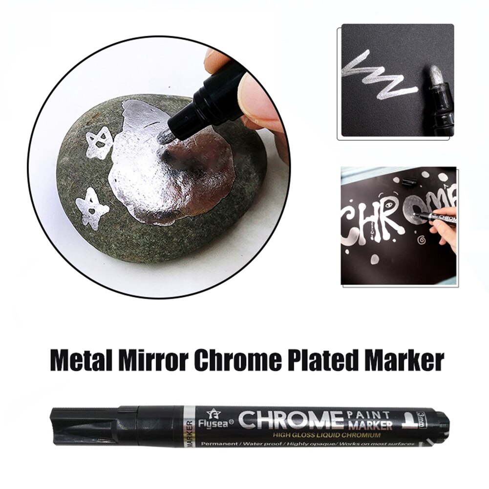 Penna per vernice riflettente fai-da-te specchio liquido per arte argento pennarello cromato specchio riflesso segno penna pittura musica rock accessorio vernice per bambini a