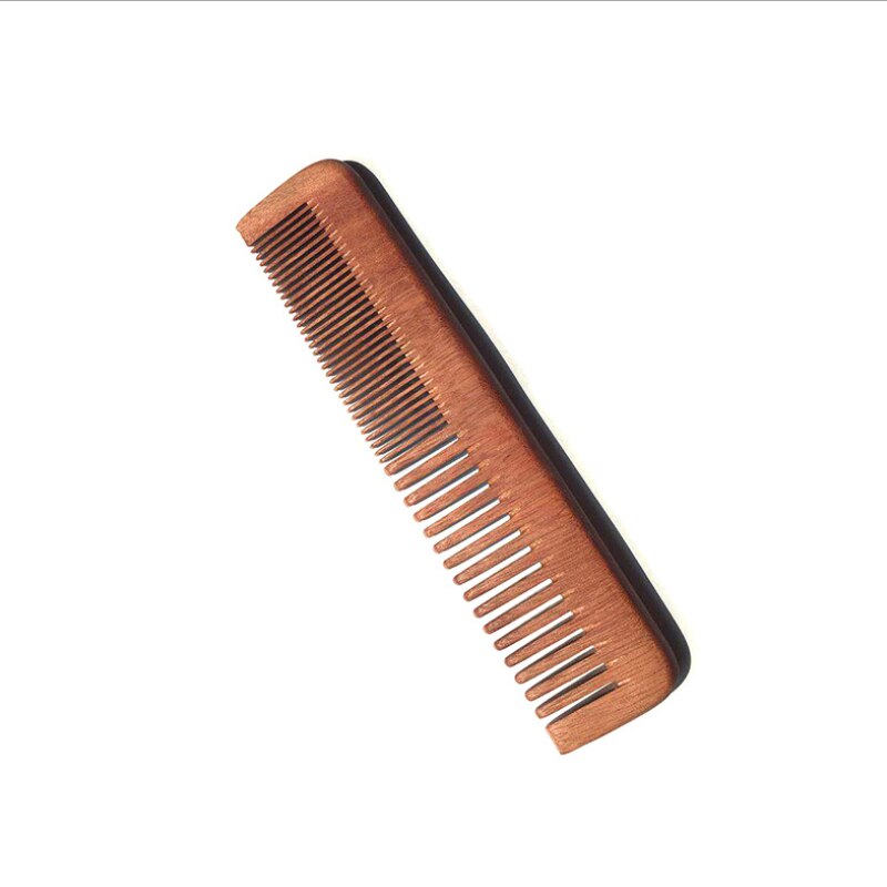 Peine de madera de sándalo 2 en 1 para hombre, combinación de dientes finos gruesos y anchos, herramienta de estilismo de peluquería de cabeza Vintage portátil: Default Title