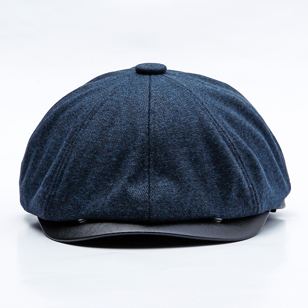 Gorra de Tweed Gatsby Newsboy para hombre, gorro grueso de terciopelo para otoño e invierno, gorra plana de lana para conducir en Golf, boina Unisex, sombrero Ceñidor peaky: Dark blue / 60cm