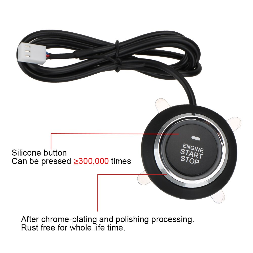 Car Alarm One Start Stop Button 12V Entry Ignition Starter Switch Keyless Entry Starter Antitheft System Engine Push Button