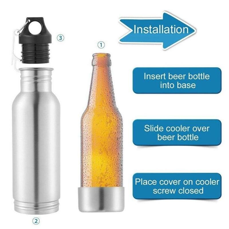 304 Roestvrij Staal Bierfles Houder Koude Isolatie Opener Metalen Fles Fles Glas Cover Protector Draagbare Met D4X3