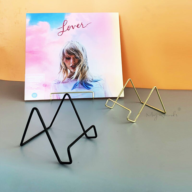 Black/Gold Holder Metal Desktop Display Stand Storage Shelf For CD LP Vinyl Record EP