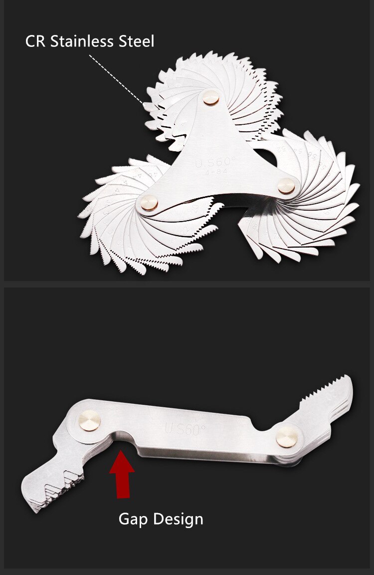 neue 30/51/52/58PCS 60/55 ° Gewinde Mess Gage Gauge Edelstahl Metrische Kaiser UNS Schraube Pitch Gewinde Stecker Gage