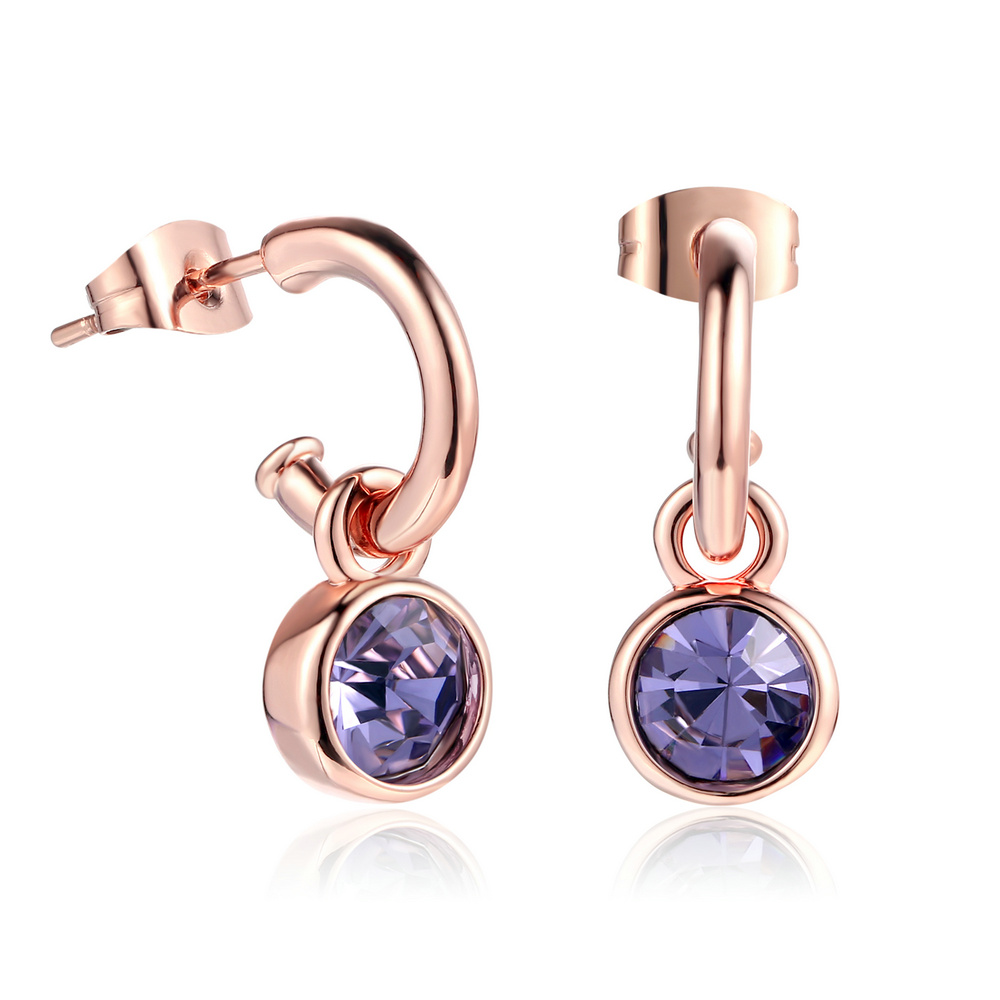 Piercing boucles d'oreilles pour femmes Style coréen Simple rond Zircon couleur or Rose accessoires de noël bijoux E496: Plaqué zinc noir