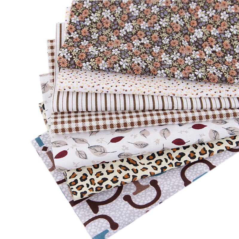 20x25cmFloral Plaid Stripe Cotton Fabric,Sewing Quilting DIY Patchwork Fabric Bundle, Handmade Cloth