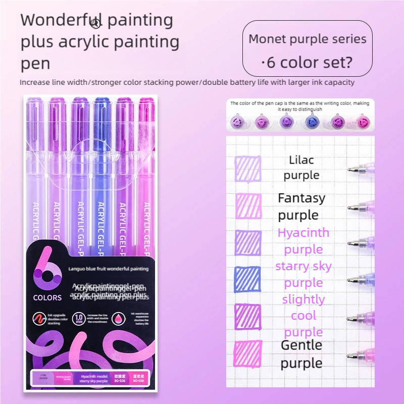 LANGUO-rotuladores resaltadores de 6 colores, marcadores artísticos de pintura acrílica no tóxicos de secado rápido para estudiantes, suministros de papelería coreana: Borgoña