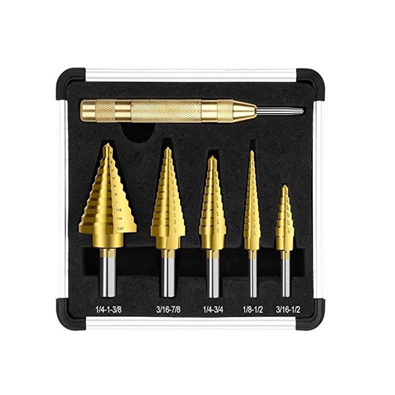 6-piece set CNC High speed steel HSS Inch step drill set Step drill steel plate drill Deburring chamfer Reaming tool