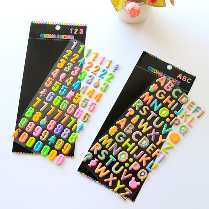 LETTERS NUMBERS STICKERS zelfklevende Glitter Alfabet Craft 3D Waterdichte Sticker voor Kinderen Kids Jongen Meisje DIY