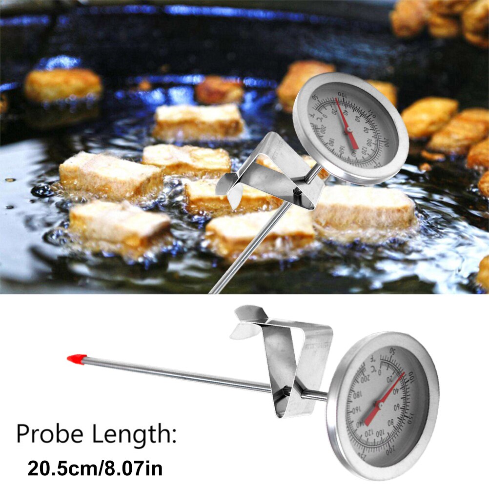 Stainless Steel Frying Oil Thermometer Fryer Fries Fried Chicken Wings Barbecue Thermometer Gauge