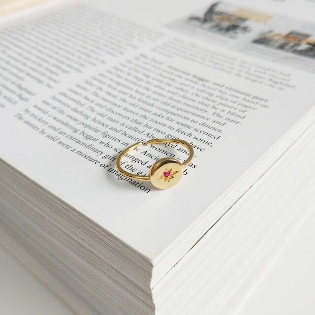 GHIDBK 925 sterlina Argento Anelli Dichiarazione di impostato Oro Starburst Del bambino luna Impilabile Anello per Le Donne Minimalista pila Anello tutto'ingrosso: D