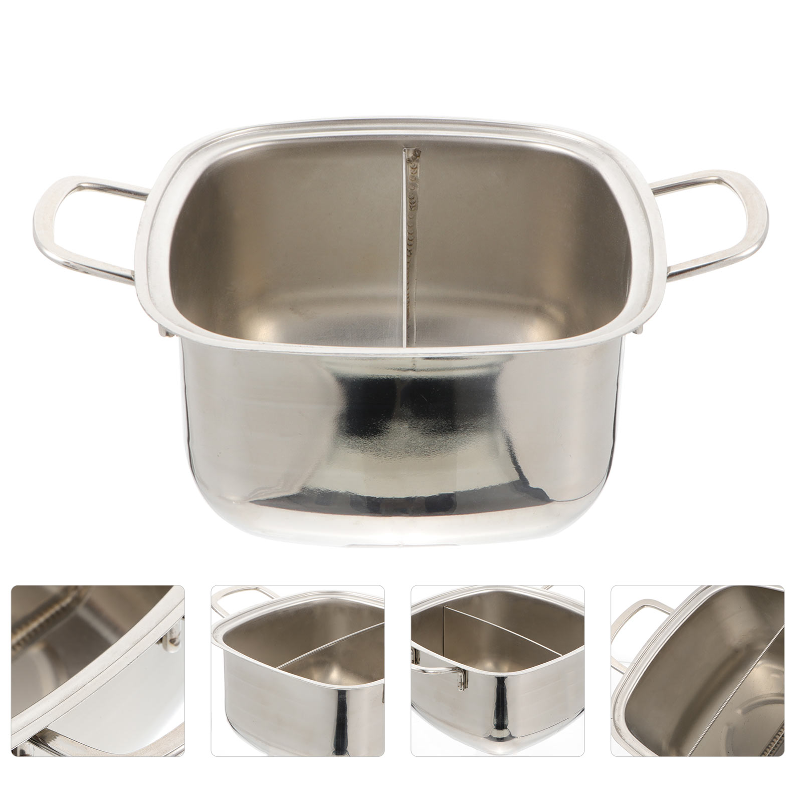 1Pcs Practical Pot Stainless Steel Kitchen Pot Little Pot Multifunctional Pot without Lid for Restaurant A50