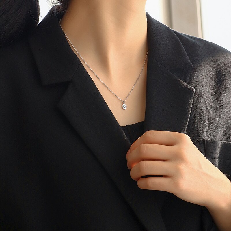 WTLTC Kleine Oval Münze CZ Stein Stern Anhänger Halsketten für Frauen zierlich sehr klein Rabatt Schichtung Halskette Französisch retro Verknüpfung halsband