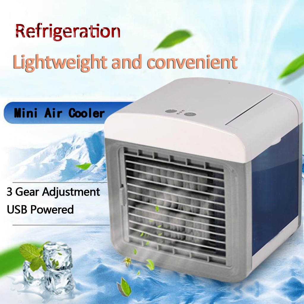 Usb Mini Airconditioning Koeler Aromatherapie Machine/Draagbare Led Airconditioner Usb Desktop Koelventilator Ingebouwde Ijs doos