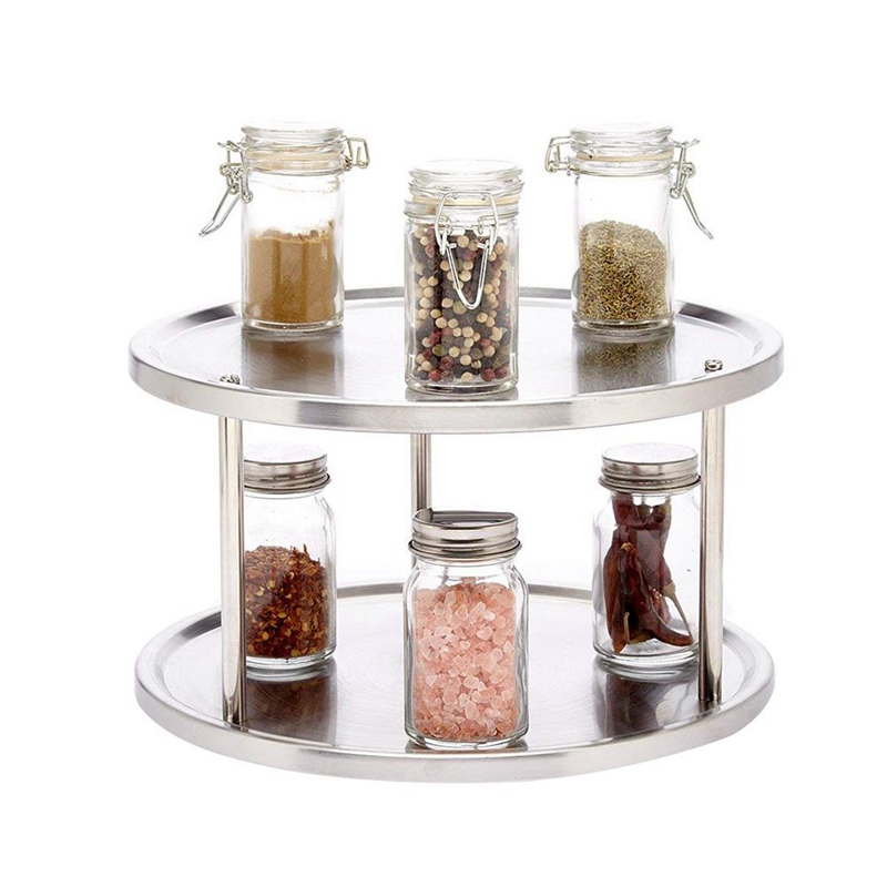 Spice Rack Stainless Steel Organizer Tray Turntabl... – Vicedeal