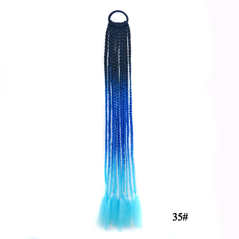 Queue de cheval synthétique colorée boîte droite tresse avec bande élastique queue de poney Extensions de cheveux accessoires de cheveux pour les femmes: 35