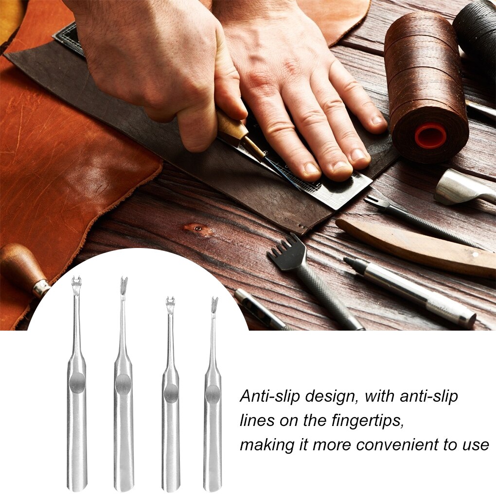 U + V Vormige Lederen Groover Rvs Stiksels Rand Beveler Antislip Diy Naaien Puncher Ponsen Tool Kit