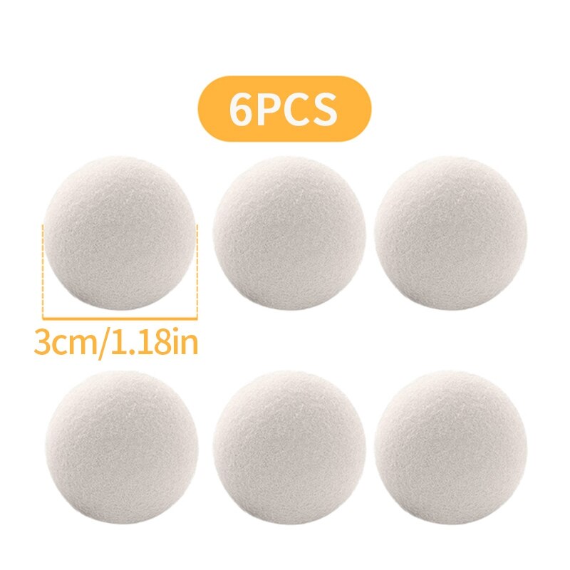3/6PCS Wool Drying Ball Reusable Fabric Softener Laundry Ball Household Dryer for Washing Machine Accessories Clothes Dryer Tool: 6cs 3cm