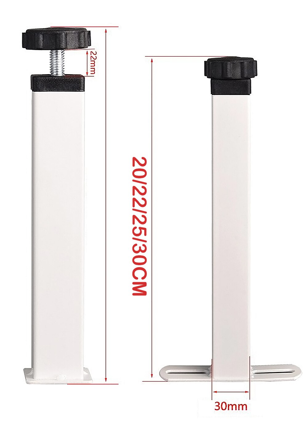 4Pcs Adjustable Bed Square Tube Frame Bracket Feets Legs Bed Slat Mattress Support Table Legs for Bed Frame Fixed Support Foots