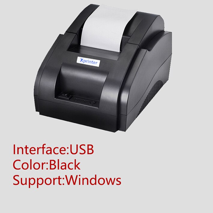 Impresora térmica de recibos Xprinter de 58mm HIQ, impresora de código de barras portátil USB y Bluetooth para Android IOS, impresora POS de billetes, máquina de facturas: Negro / Enchufe británico