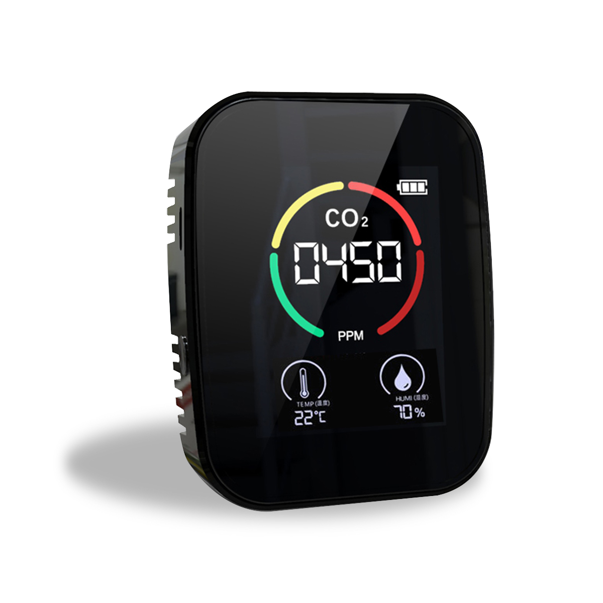 Multifunctional 5 in1 CO2 Meter Digital Temperature Humidity Sensor Tester Air Monitor Carbon Dioxide TVOC HCHO Detector: 3 in 1 Black
