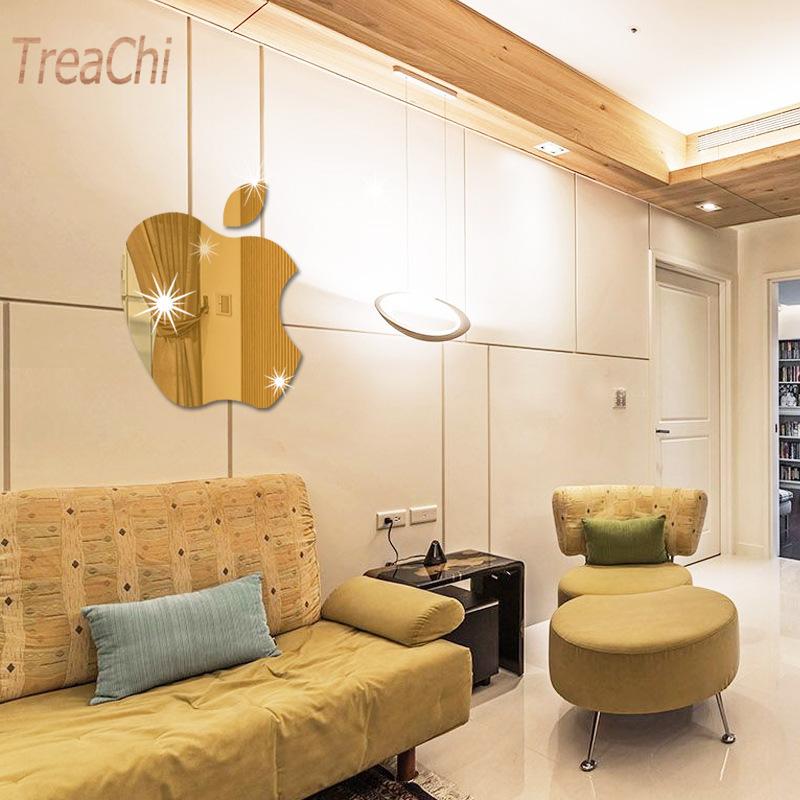 Living Room Bathroom Bathroom Children's Room Self-Adhesive Decoration Mirror Apple Mirror Wall Sticker 30*35Cm