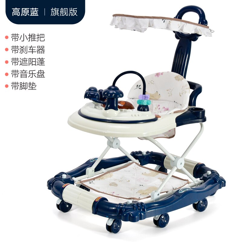 Multi-fonction bébé enfant en bas âge pousser anti-retournement walker 6-7-9-12 mois bébé jouets: deep blue7