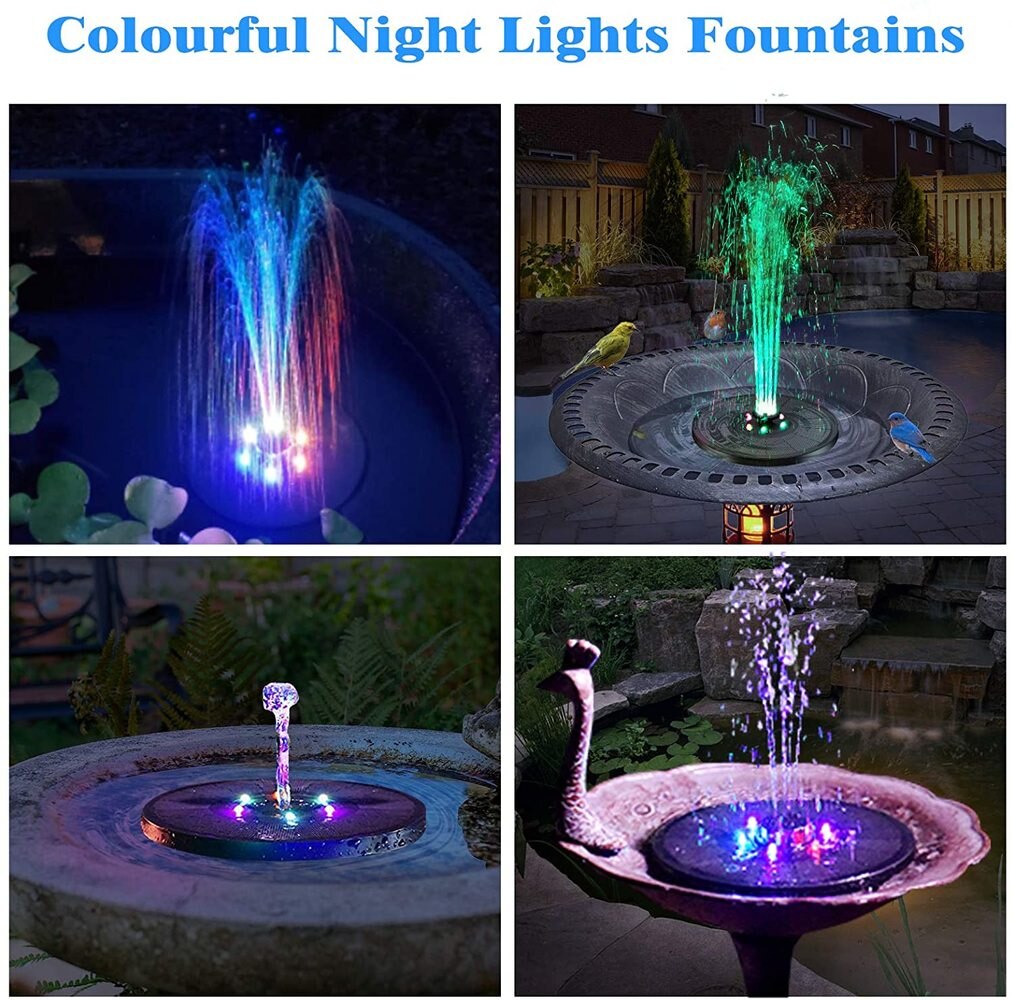 Solar Fountain LED Light Fountain Waterfall Fountain Garden Decoration Outdoor Bird Bath Solar Floating Water Garden